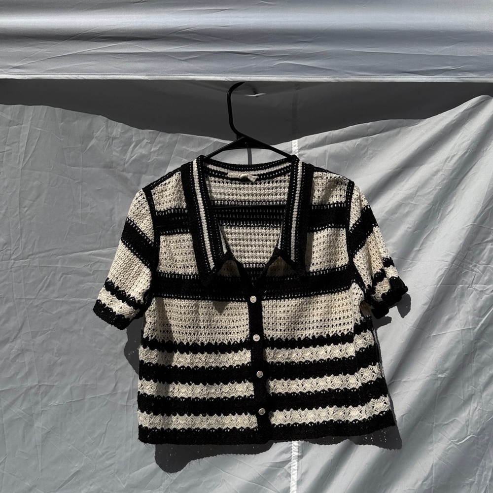 Black and White Crochet Crop Top